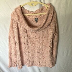 Soho: Pink Cable Knit Sweater- Boatneck- L